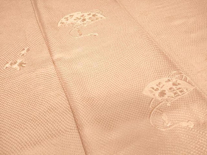 平和屋着物▽豪華色留袖　単衣　総刺繍　扇面花文　水柿色　正絹　逸品　DABE4986az