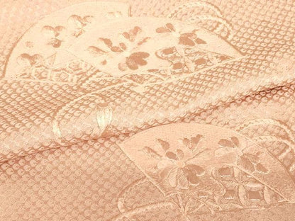 平和屋着物▽豪華色留袖　単衣　総刺繍　扇面花文　水柿色　正絹　逸品　DABE4986az