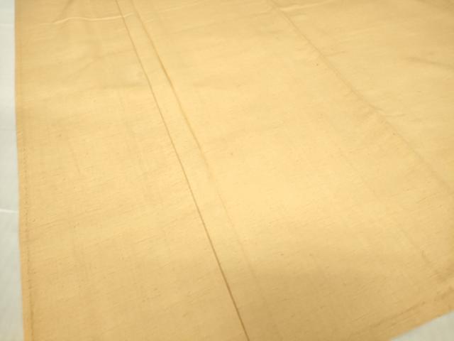 平和屋着物▽結城紬　単衣　杏色　正絹　逸品　DABE4987az