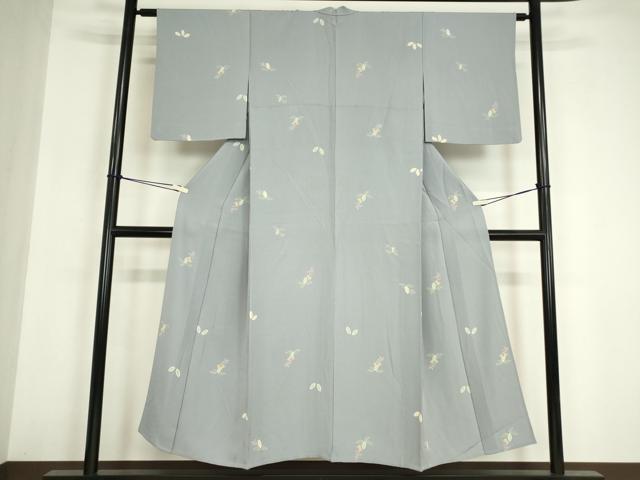 平和屋着物▽上質な小紋　単衣　舞花文　正絹　逸品　DABE4988az