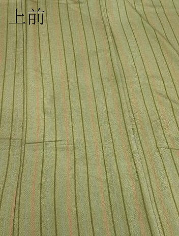 平和屋着物▽上質な小紋　単衣　縞　鬼しぼ縮緬　正絹　逸品　DABE4993az