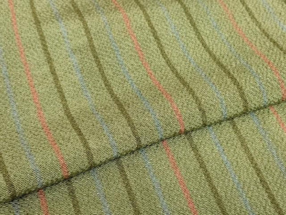 平和屋着物▽上質な小紋　単衣　縞　鬼しぼ縮緬　正絹　逸品　DABE4993az
