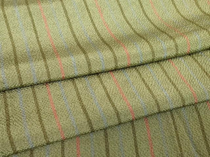 平和屋着物▽上質な小紋　単衣　縞　鬼しぼ縮緬　正絹　逸品　DABE4993az
