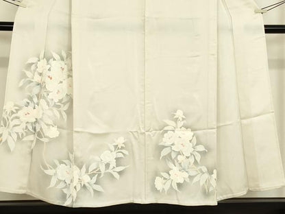 平和屋着物▽訪問着　単衣　刺繍　草花文　暈し染め　正絹　逸品　DABE4995az