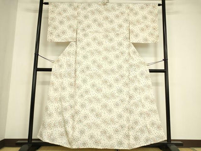 平和屋着物▽上質な小紋　単衣　小花文　正絹　逸品　DABE4997az