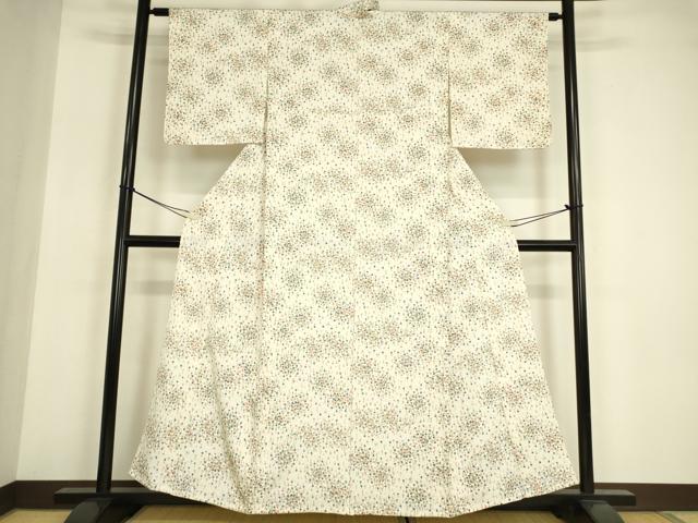 平和屋着物▽上質な小紋　単衣　小花文　正絹　逸品　DABE4997az
