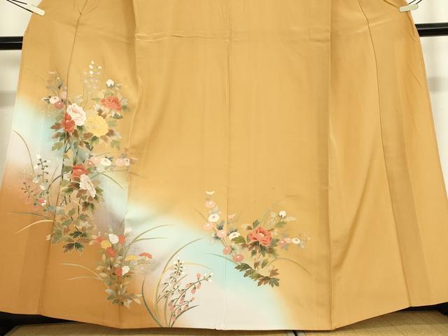 平和屋着物▽訪問着　単衣　牡丹文　暈し染め　金彩　正絹　逸品　DABE4998az