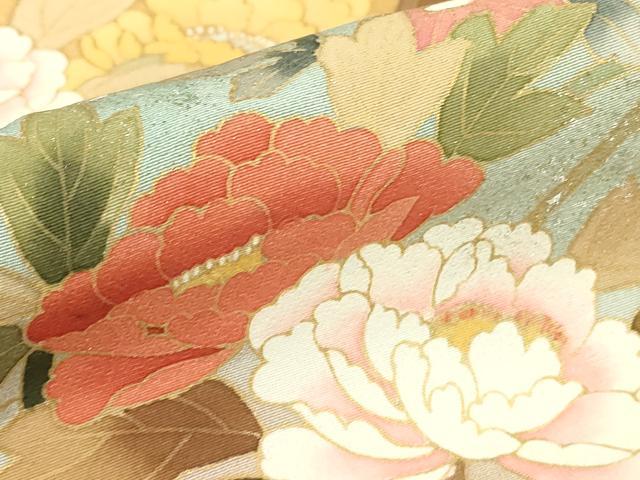 平和屋着物▽訪問着　単衣　牡丹文　暈し染め　金彩　正絹　逸品　DABE4998az