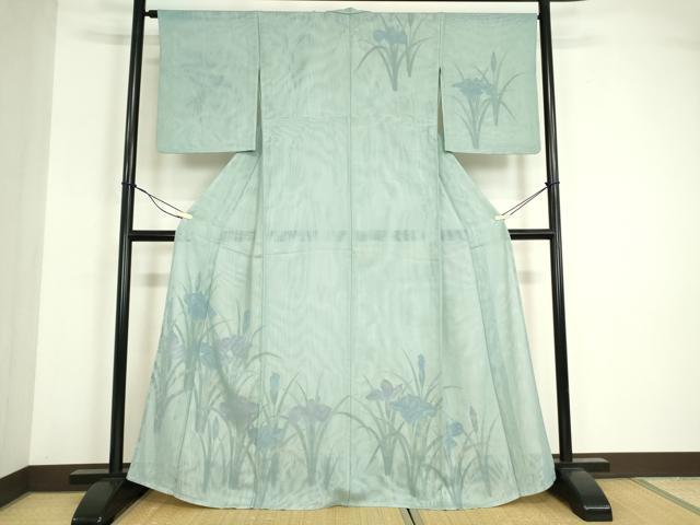 平和屋着物▽訪問着　無双　紗袷　紗×紗　杜若　金彩　正絹　逸品　DABE5000az