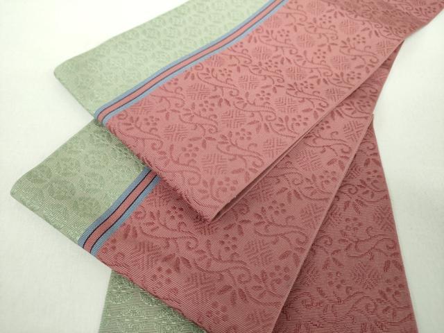 平和屋着物●本場筑前博多織　半幅帯　名物裂間道　笹蔓緞子　正絹　逸品　DABE5001ps