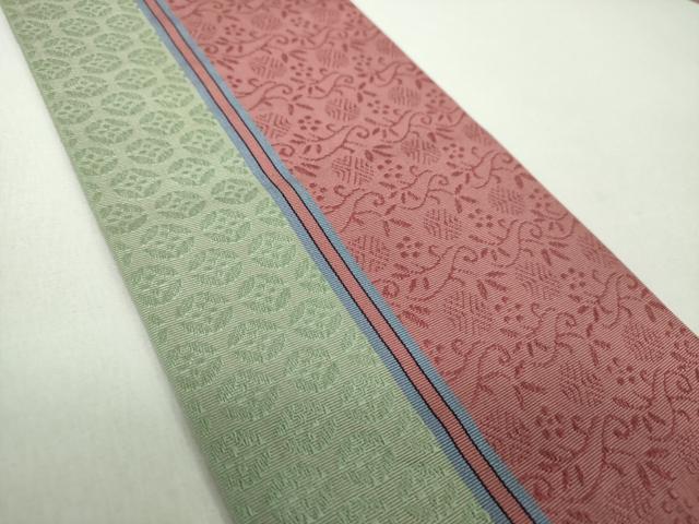 平和屋着物●本場筑前博多織　半幅帯　名物裂間道　笹蔓緞子　正絹　逸品　DABE5001ps