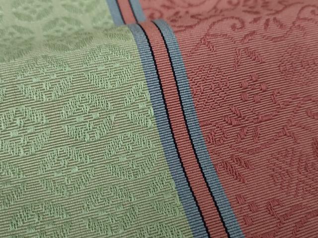 平和屋着物●本場筑前博多織　半幅帯　名物裂間道　笹蔓緞子　正絹　逸品　DABE5001ps