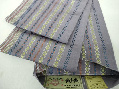 平和屋着物●本場筑前博多織　両面　半幅帯　献上　小野和也作　証紙付き　正絹　逸品　DABE5002ps
