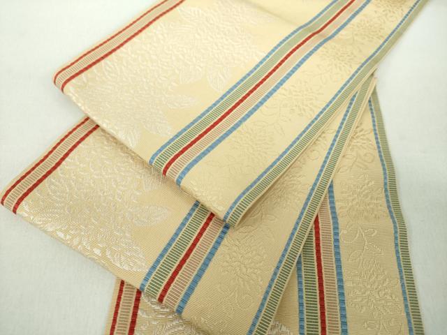 平和屋着物●本場筑前博多織　半幅帯　花間道　正絹　逸品　DABE5004ps