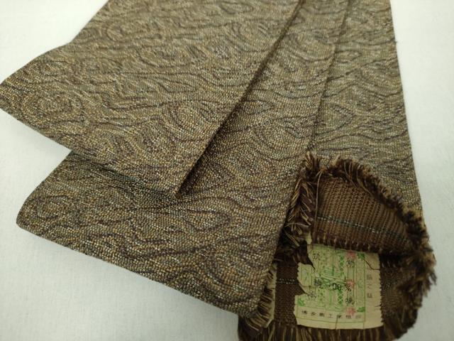 平和屋着物●男性　本場筑前博多織　角帯　霞文　証紙付き　正絹　逸品　未使用　DABE5009ps
