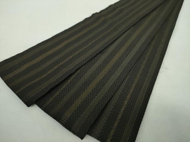 平和屋着物●男性　本場筑前博多織　角帯　献上　黒地　正絹　逸品　DABE5012ps