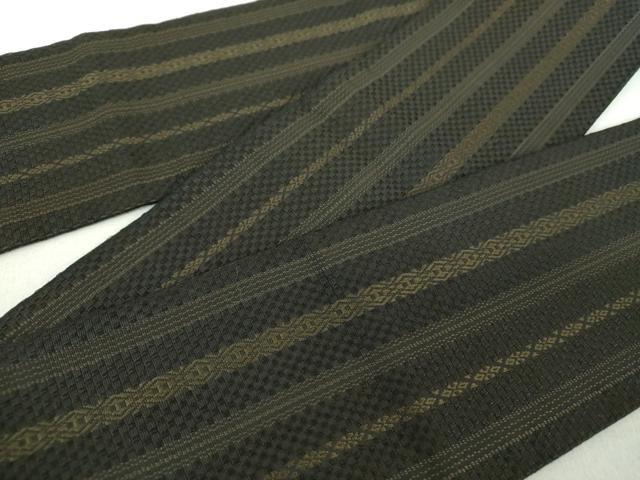 平和屋着物●男性　本場筑前博多織　角帯　献上　黒地　正絹　逸品　DABE5012ps