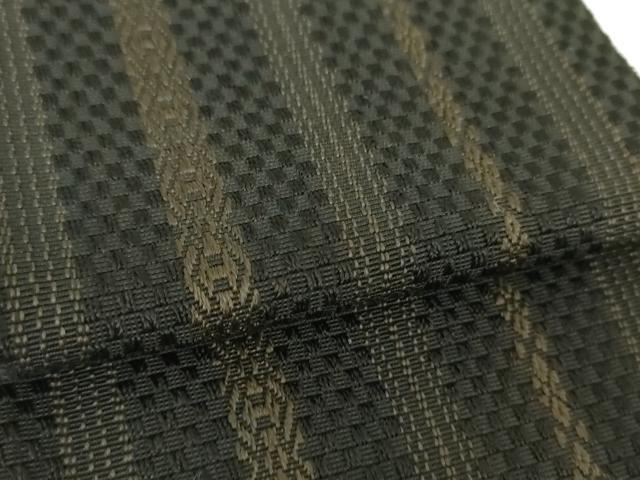 平和屋着物●男性　本場筑前博多織　角帯　献上　黒地　正絹　逸品　DABE5012ps