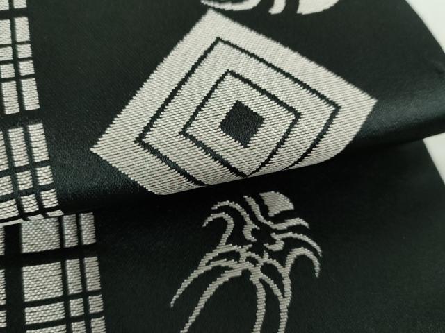 平和屋着物●男性　両面　角帯　隈取　博多織　献上　黒地　DABE5014ps