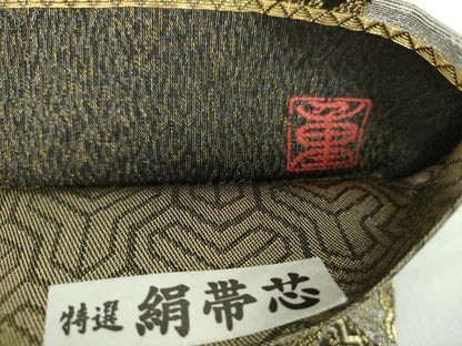 平和屋着物●両面　六通柄袋帯　作家物　横段鳳凰花文　飛龍　黒地　金銀糸　正絹　逸品　DABE5016ps
