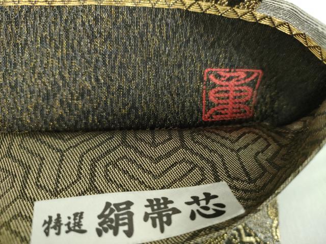 平和屋着物●両面　六通柄袋帯　作家物　横段鳳凰花文　飛龍　黒地　金銀糸　正絹　逸品　DABE5016ps