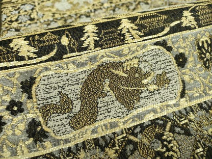 平和屋着物●両面　六通柄袋帯　作家物　横段鳳凰花文　飛龍　黒地　金銀糸　正絹　逸品　DABE5016ps