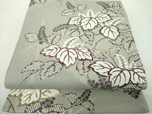 平和屋着物●六通柄袋帯　唐織　古代貝紫　桐　金糸　正絹　逸品　DABE5018ps
