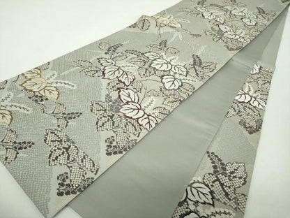 平和屋着物●六通柄袋帯　唐織　古代貝紫　桐　金糸　正絹　逸品　DABE5018ps