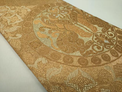 平和屋着物●綴れ　太鼓柄袋帯　ペルシャ獅子丸文　金銀糸　正絹　逸品　DABE5021ps