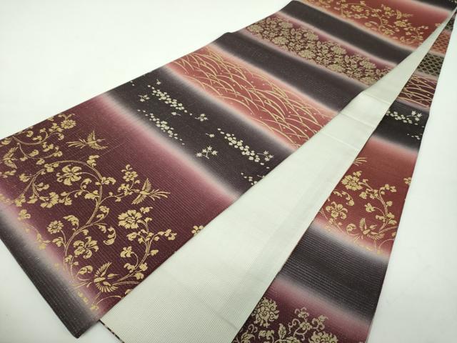 平和屋着物●善之助　着物ブランド　一期一会　全通柄袋帯　名物裂花鳥文　金彩　金通し地　正絹　逸品　DABE5027ps