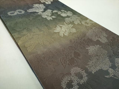 平和屋着物●両面　全通柄袋帯　縁　吉祥白寿　成り物　銀糸　正絹　逸品　DABE5033ps