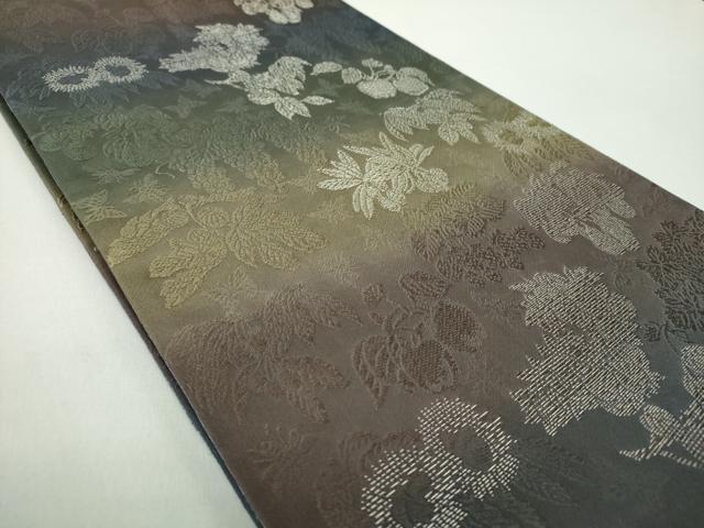 平和屋着物●両面　全通柄袋帯　縁　吉祥白寿　成り物　銀糸　正絹　逸品　DABE5033ps