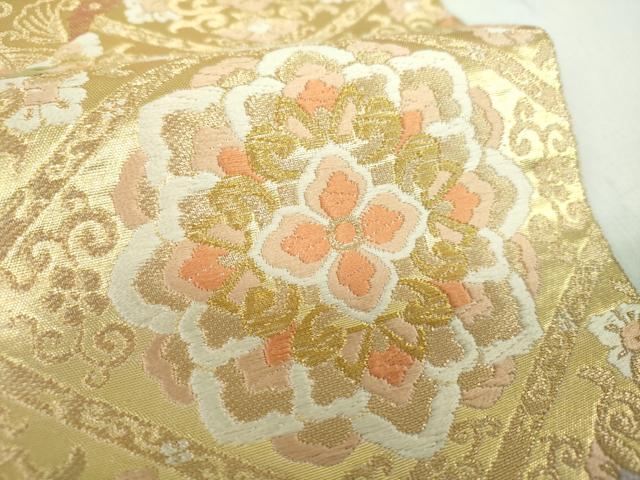 平和屋着物●西陣　服部織物謹製　六通柄袋帯　格天井正倉院花文　金糸　正絹　逸品　DABE5035ps