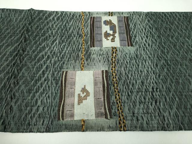 平和屋着物▽西陣　じゅらく謹製　太鼓柄袋帯　スリーシーズン　春夏秋　手織　横段文　証紙付き　正絹　逸品　未使用　DABE5042ps