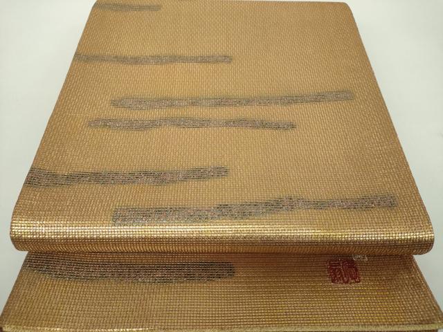 平和屋着物●国際的伝統工芸作家　十二代・藤林徳扇　苑寿　綴れ　両面　太鼓柄袋帯　霞文　金糸　正絹　逸品　DABE5045ps