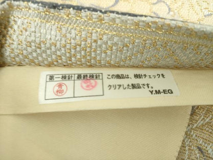 平和屋着物●西陣　六通柄袋帯　金華山織　葡萄蔦の葉文　金糸　証紙付き　正絹　逸品　DABE5046ps