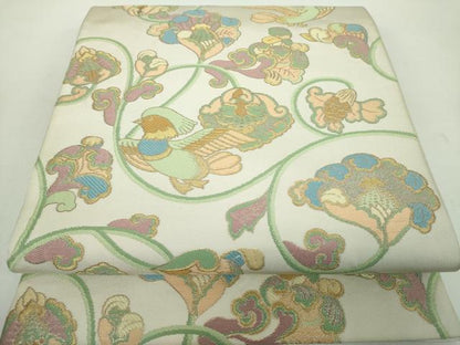 平和屋着物●西陣　川島織物　六通柄　本袋帯　更紗花鳥文　金糸　正絹　逸品　DABE5051ps