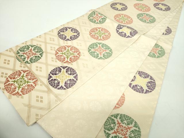 平和屋着物●俵屋　人間国宝　喜多川平朗  有職織物　両面　六通柄袋帯　唐織　花丸文　正絹　逸品　DABE5052ps