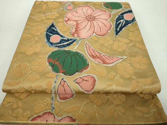 平和屋着物●西陣　白綾苑大庭　六通柄袋帯　辻が花　金糸　正絹　逸品　DABE5054ps