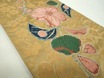 平和屋着物●西陣　白綾苑大庭　六通柄袋帯　辻が花　金糸　正絹　逸品　DABE5054ps