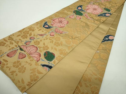 平和屋着物●西陣　白綾苑大庭　六通柄袋帯　辻が花　金糸　正絹　逸品　DABE5054ps