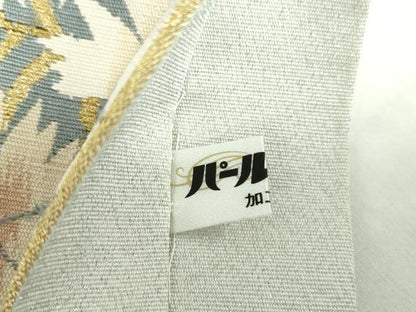 平和屋着物●爪掻き本綴れ　六通柄袋帯　草花文　箔散らし　金糸　正絹　逸品　DABE5059ps