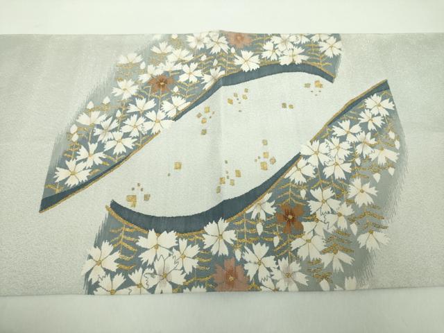 平和屋着物●爪掻き本綴れ　六通柄袋帯　草花文　箔散らし　金糸　正絹　逸品　DABE5059ps