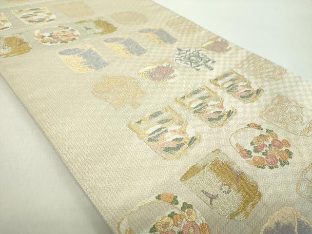 平和屋着物●六通柄袋帯　唐織　慶長文　金糸　正絹　逸品　DABE5062ps