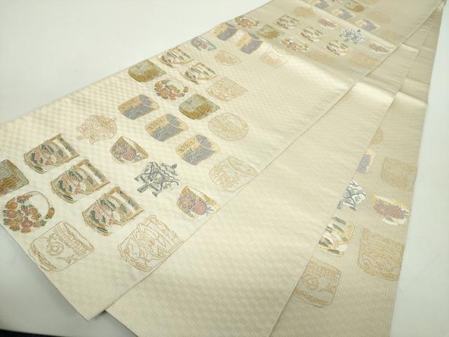 平和屋着物○六通柄袋帯 唐織 慶長文 金糸 正絹 逸品 DABE5062ps