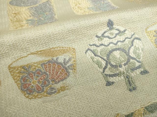 平和屋着物●六通柄袋帯　唐織　慶長文　金糸　正絹　逸品　DABE5062ps