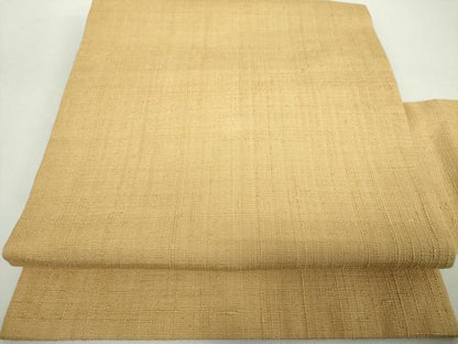 平和屋着物●九寸名古屋帯　紬地　色無地　飴色　正絹　逸品　DABE5072ps