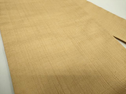 平和屋着物●九寸名古屋帯　紬地　色無地　飴色　正絹　逸品　DABE5072ps