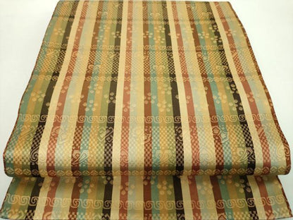 平和屋着物●九寸開き名古屋帯　名物裂間道　金糸　正絹　逸品　未使用　DABE5076ps