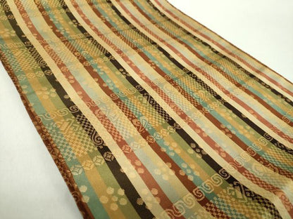 平和屋着物●九寸開き名古屋帯　名物裂間道　金糸　正絹　逸品　未使用　DABE5076ps